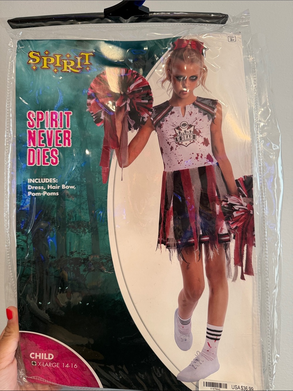 Spirit Never Dies Kids Cheerleader Costume - red, black, white